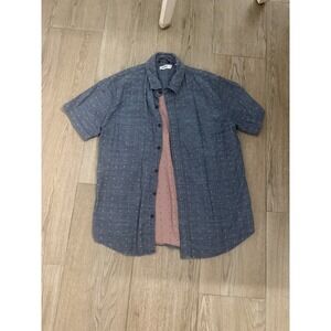 Univibe Shirt Mens M Gray Short Sleeve Button Up Casual W/ Geometric Pattern